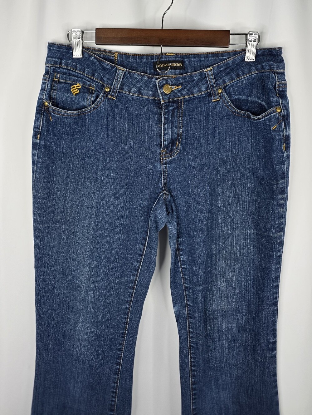Rocawear Y2K Junior's Size 11 Bootcut Blue Denim Jeans R Logo Pockets Stretch - Picture 3 of 16